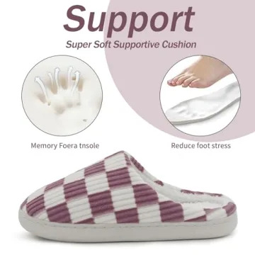 Dumhew Checkered Slippers - Cozy Memory Foam Comfort