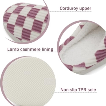 Dumhew Checkered Slippers - Cozy Memory Foam Comfort