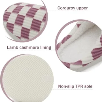 Dumhew Checkered Slippers - Cozy Memory Foam Comfort