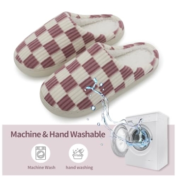 Dumhew Checkered Slippers - Cozy Memory Foam Comfort