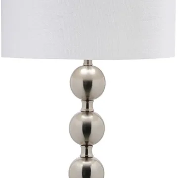 SAFAVIEH Lighting Collection Reflections Modern Farmhouse Stacked Ball Nickel 59-inch Living Room Bedroom Home Office Standing Floor Lamp (LED Bulb Included)