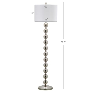SAFAVIEH Lighting Collection Reflections Modern Farmhouse Stacked Ball Nickel 59-inch Living Room Bedroom Home Office Standing Floor Lamp (LED Bulb Included)