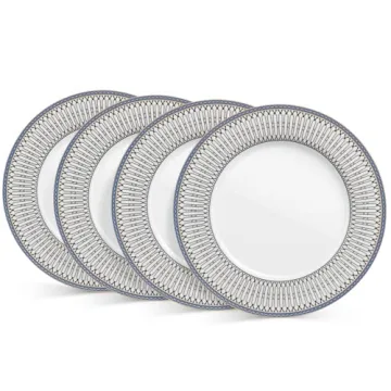 FASTELLONG Blue China Dinner Plates Set of 4, 10.75 inch China Plates Ceramic, Porcelain Microwave S...