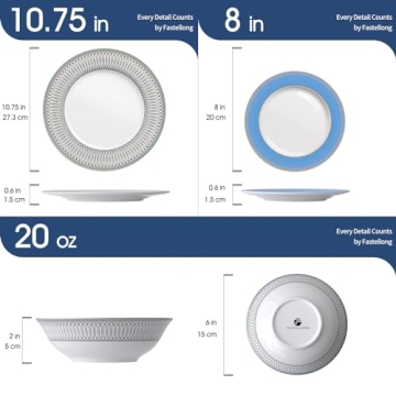 FASTELLONG Blue China Dinner Plates Set of 4 for Stylish Dining