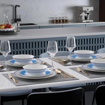 FASTELLONG Blue China Dinner Plates Set of 4 for Stylish Dining