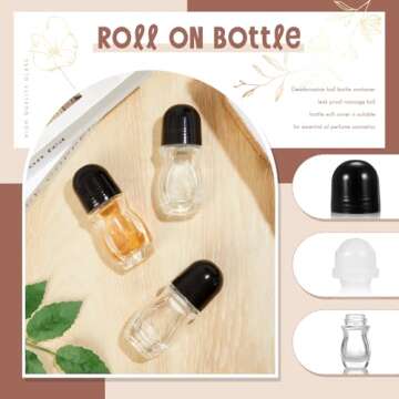 Tioncy 3 Pcs Glass Roller Bottles for Essential Oils