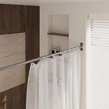 Naiture Stainless Steel 60'' x 30'' Corner Shower Curtain Rod with Ceiling Support, Brushed Nickel Finish