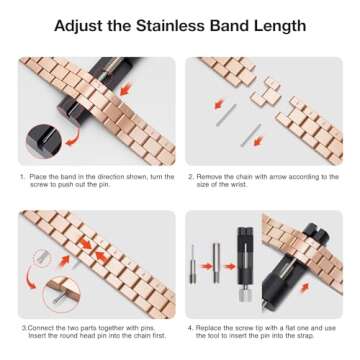 OMIU Thin Band Compatible with Apple Watch 40mm 38mm 41mm 42mm 44mm 45mm 49mm, Premium Stainless Steel Metal Replacement Adjustable Wristband Strap for iWatch Ultra SE Series 9/8/7/6/5/4/3/2/1 Women
