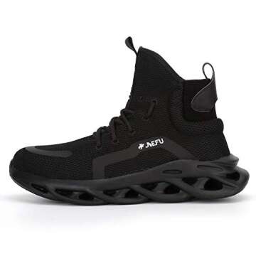 XUNRUO Work Safety Boots for Men and Women Steel Toe Lightweight Breathable Pull on Construction Boo...
