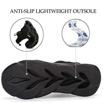 XUNRUO Work Safety Boots for Men and Women Steel Toe Lightweight Breathable Pull on Construction Boots 121 Black 47