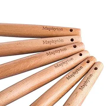 Mapthon Silicone Cooking Kitchen Utensils Set 6 PCS with Wooden Handle for Non-Sticker Cookware Heat-Resistant Kitchen Gadgets Serving Spoons, Slotted Turner, Spatula, Spaghetti Server(Grey)