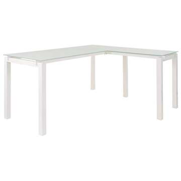 Signature Design by Ashley Baraga Contemporary Glass L-Shaped Home Office Desk, White