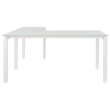 Signature Design by Ashley Baraga Contemporary Glass L-Shaped Home Office Desk, White