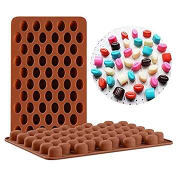 QTMY 4 Pack 55 Mini Coffee Beans Mold Silicone for Chocolate Candy Ice Cube Jelly Pill Making Dog Tr...