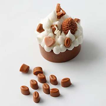 QTMY 4 Pack 55 Mini Coffee Beans Mold Silicone for Chocolate Candy Ice Cube Jelly Pill Making Dog Treat Bakeware Baking Cake Decoration Food-Grade Silicone