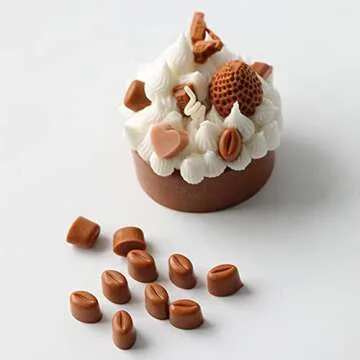 QTMY 4 Pack 55 Mini Coffee Beans Mold Silicone for Chocolate Candy Ice Cube Jelly Pill Making Dog Treat Bakeware Baking Cake Decoration Food-Grade Silicone