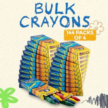 Bedwina Bulk Crayons - 576 Crayons - Case of 144 4-Packs, Premium Color Crayons Bulk School Supplies...