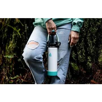 HYDRO CELL Stainless Steel Insulated Water Bottle with Straw - For Cold & Hot Drinks - Metal Vacuum Flask with Screw Cap and Modern Leakproof Sport Thermos for Kids & Adults (White 24oz)