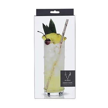 Viski Copper-Plated 9.5'' Reusable Cocktail Straws Set