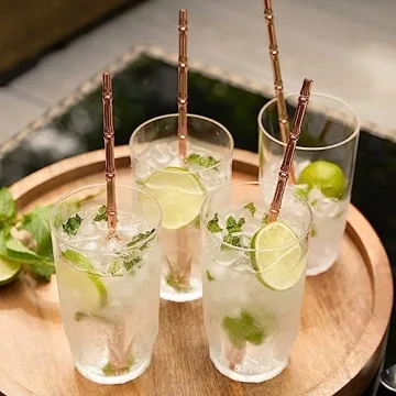 Viski Copper-Plated 9.5'' Reusable Cocktail Straws Set