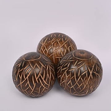 Samhita Decorative Mango Wood Round Balls Set of 3 for Home Decor Modern Decorative Balls for Living...