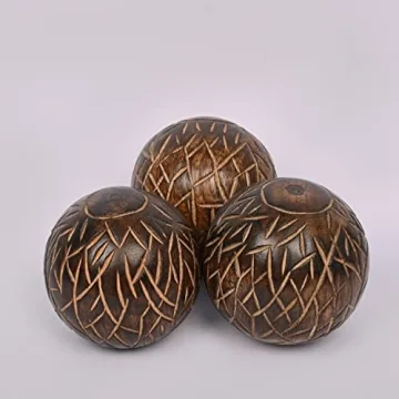 Samhita Decorative Mango Wood Round Balls Set of 3 - Unique Accent for Any Room