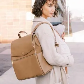 Freshly Picked Classic II Diaper Bag Backpack - Wipeable Vegan Leather with Changing Pad, Convertibl...