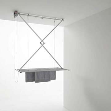 Foxydry Mini Ceiling Mounted Clothes Drying Rack, Adjustable & Space-Saving 50.4x21.25 in (120, Grey...