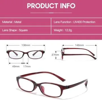 TJUTR Fashion Fake Glasses Non Prescription Clear Glasses for Women Blue Light Blocking Y2k Cosplay Eyewear Frame
