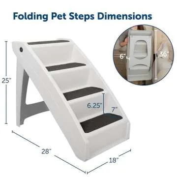 PetSafe CozyUp Folding Dog Stairs, Portable Indoor/Outdoor Pet Steps for Bed, Couch & Car, Grey, 25 Inch