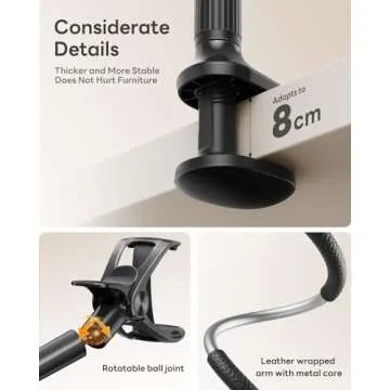 SAIJI Gooseneck Phone Holder with Flexible Leather Arm