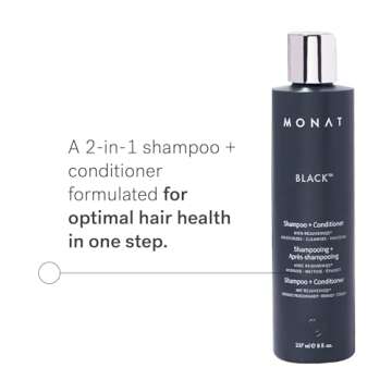 MONAT Black Shampoo + Conditioner – 2-in-1 Hair Care for All Types – 237ml (8.0 fl oz)