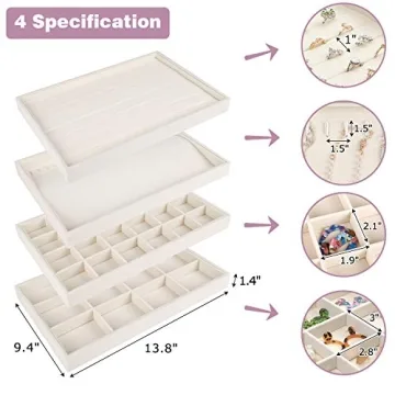 Mebbay Jewelry Tray Set of 4 for Elegant Jewelry Storage