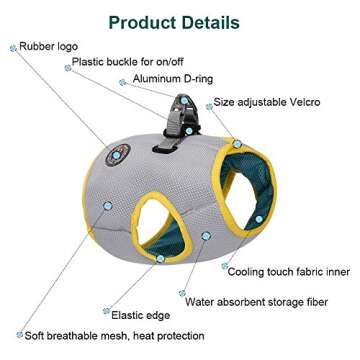 Dog Cooling Vest Harness, Breathable Cool Pet Cooler Vest for Outdoor Training Walking Hiking, Summer Cooling Jacket for Small Medium Large Dogs, Large