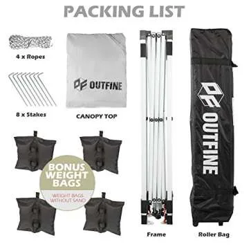 OUTFINE Pop-up Canopy 10x10 Patio Tent Instant Gazebo Canopy with Wheeled Bag,Canopy Sandbags x4,Tent Stakesx8 (Light White, 10 * 10FT)