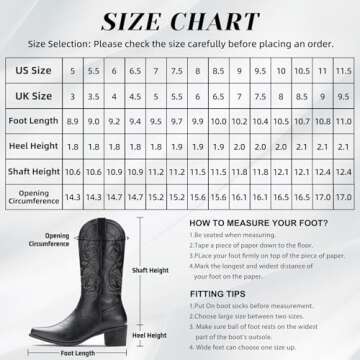 IUV Cowboy Boots For Women Pointy Toe Women's Western Cowgirl Boots Mid Calf Boots