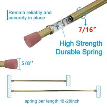 Kowibcl Curtain Rod Adjustable Length, Small Spring Tension Curtain Rods Short White Tension Rod Min...