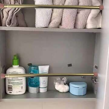 Kowibcl Curtain Rod Adjustable Length, Small Spring Tension Curtain Rods Short White Tension Rod Mini Curtain Rods (Brass - 2Pcs,18" to 28")