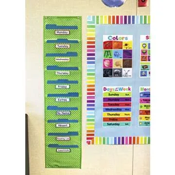 Vibrant Polka Dot Storage Pocket Chart for Teachers