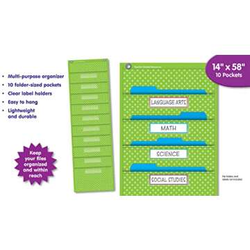 Vibrant Polka Dot Storage Pocket Chart for Teachers