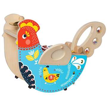 Manhattan Toy Musical Chicken: Wooden Instrument with Xylophone & Maraca for Toddlers