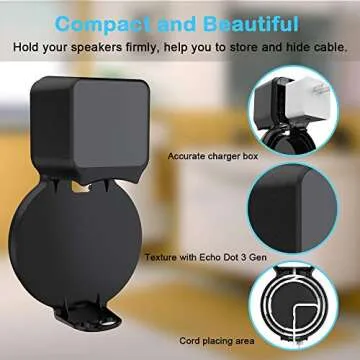 Maxonar Echo Dot Wall Mount Holder, Echo Dot Mount 3rd Generation Compatible with HomePod Mini, Clever Echo Dot Accessories with Built-in Cable Management Hide Messy Wires