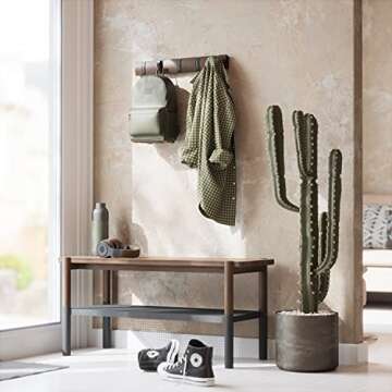 Umbra Flip Wall-Mounted Coat Rack Rail Hook for Hats, Jackets, Bags and More – Modern, Space-Savin...