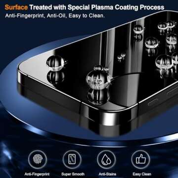 QHOHQ 3 Pack Screen Protector for iPhone 15 [6.1 Inch] with 3 Pack Camera Lens Protector, Tempered Glass Film, HD Clear, 9H Hardness, No Bubbles, Case Friendly