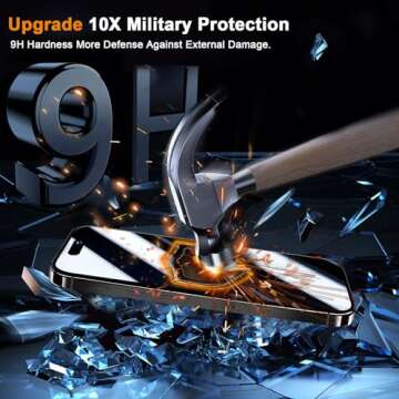 QHOHQ 3 Pack Screen Protector for iPhone 15 [6.1 Inch] with 3 Pack Camera Lens Protector, Tempered Glass Film, HD Clear, 9H Hardness, No Bubbles, Case Friendly