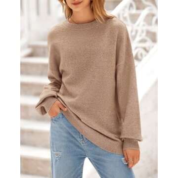 PRETTYGARDEN Women's Winter Sweaters Casual Crew Neck Long Sleeve Pullover Ribbed Knit Loose Fit Sweater Tops (Camel,Small)
