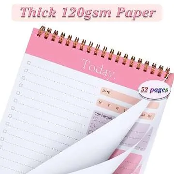 To Do List Notepad, Pink Undated Daily Task Planner, 52 Sheets 6.7" X 9.8" Productivity Checklist Notebook Organizer Note Pad