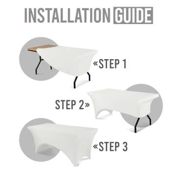 Utopia Kitchen 6FT Spandex Tablecloth [1 Pack, White] 200 GSM Stretch, Fitted, Washable and Wrinkle Resistant Table Cloth Rectangle Cover for Trade Shows, Wedding, Parties [72Lx30Wx30H Inch]