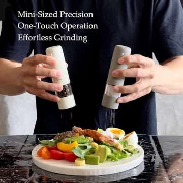 Small Electric Salt and Pepper Grinder Set, USB Rechargeable, Automatic Pepper Grinder Shakers Mill ...