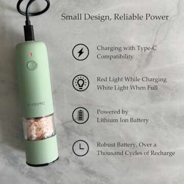 Small Electric Salt and Pepper Grinder Set, USB Rechargeable, Automatic Pepper Grinder Shakers Mill with Adjustable Coarseness, One Hand Operation for Kitchen Gadgets (2 Packs, Greige&Buttercream)